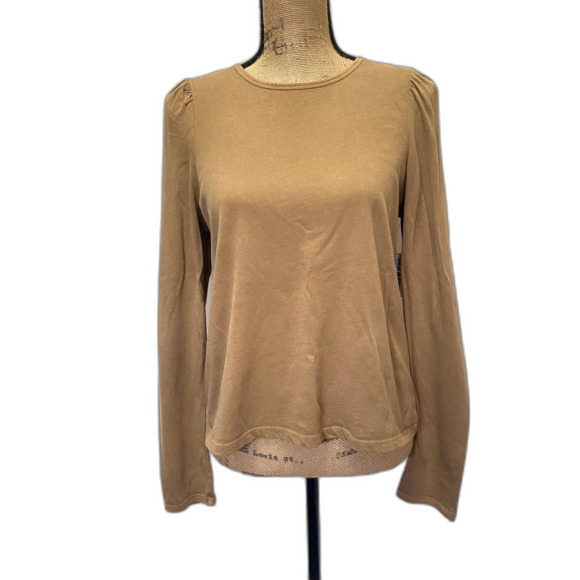 NWT Old‎ Navy EveryWear Puff Sleeve Top LS Tee Spiced Saffron Tan Size Small - Picture 1 of 6